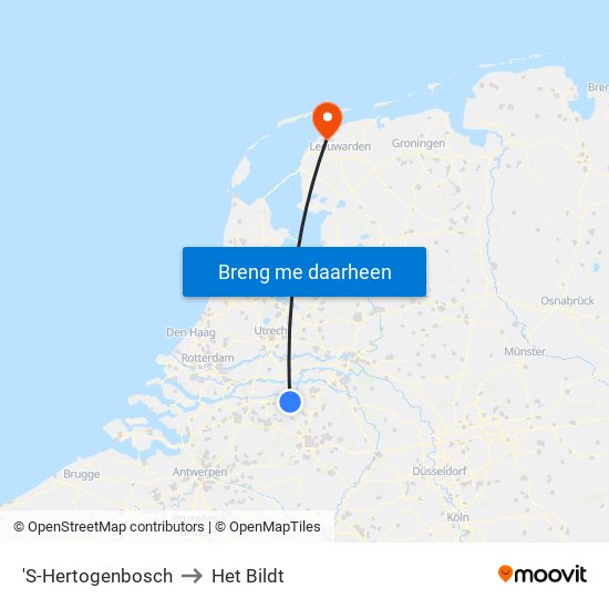 'S-Hertogenbosch to Het Bildt map