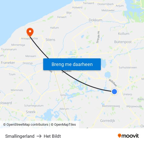 Smallingerland to Het Bildt map