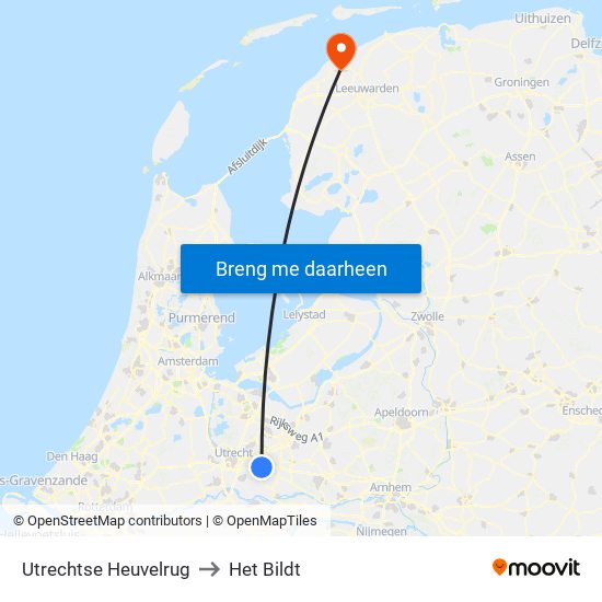Utrechtse Heuvelrug to Het Bildt map
