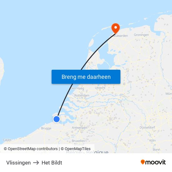 Vlissingen to Het Bildt map