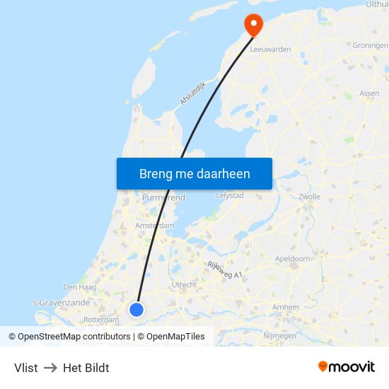 Vlist to Het Bildt map