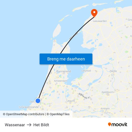 Wassenaar to Het Bildt map
