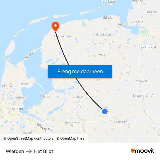 Wierden to Het Bildt map