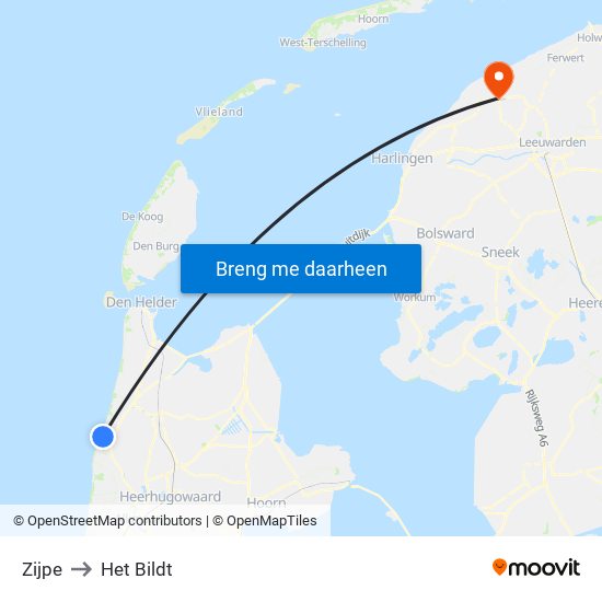 Zijpe to Het Bildt map