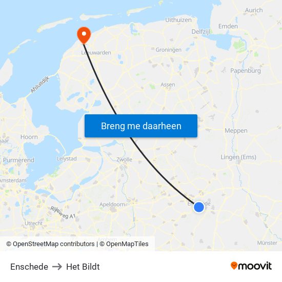 Enschede to Het Bildt map