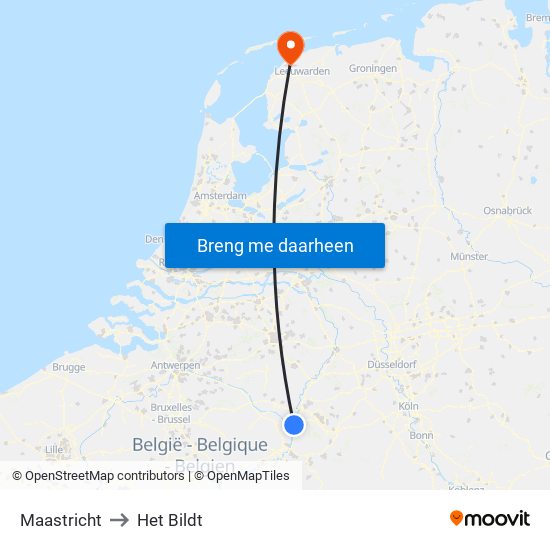 Maastricht to Het Bildt map