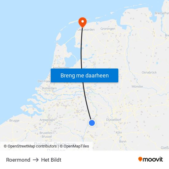 Roermond to Het Bildt map