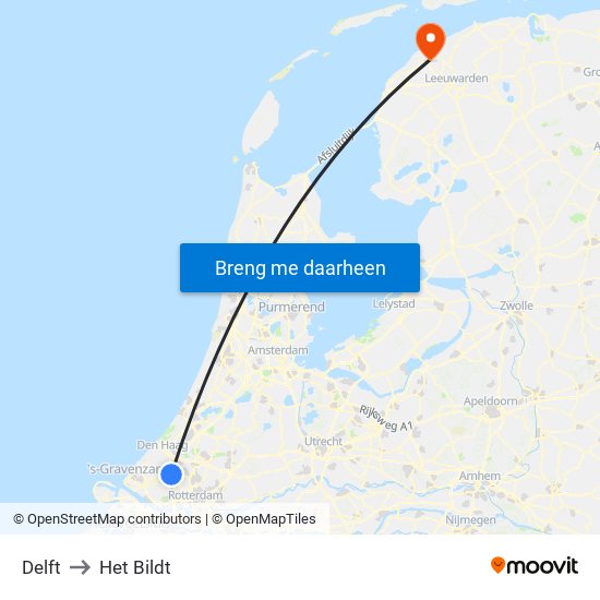 Delft to Het Bildt map