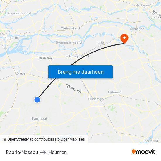 Baarle-Nassau to Heumen map