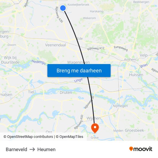 Barneveld to Heumen map