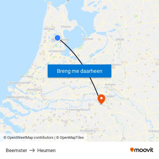 Beemster to Heumen map
