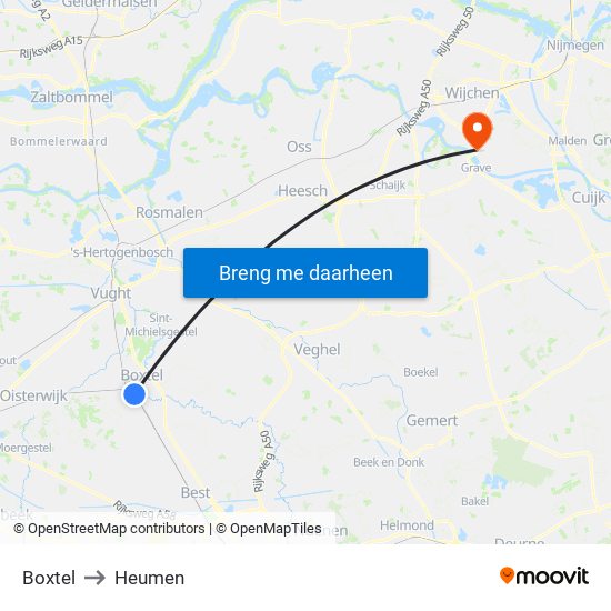 Boxtel to Heumen map