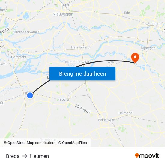 Breda to Heumen map