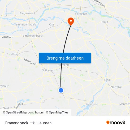 Cranendonck to Heumen map
