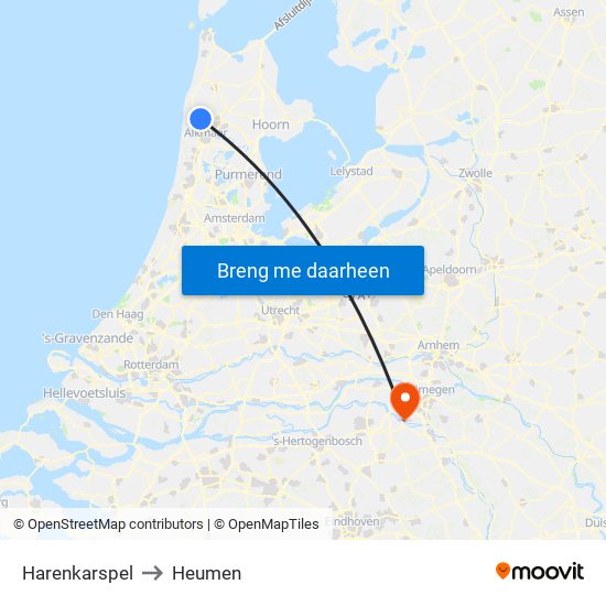 Harenkarspel to Heumen map