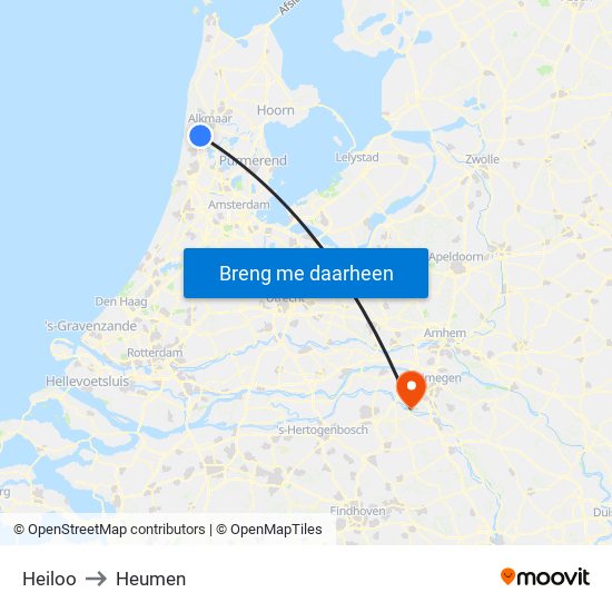 Heiloo to Heumen map