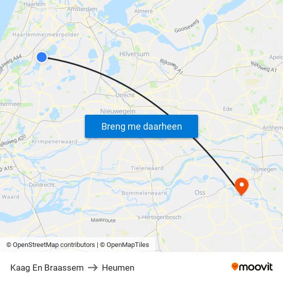Kaag En Braassem to Heumen map