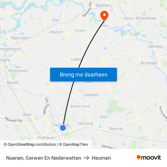 Nuenen, Gerwen En Nederwetten to Heumen map