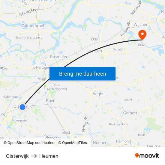 Oisterwijk to Heumen map
