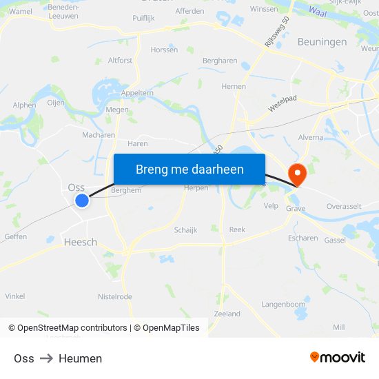 Oss to Heumen map