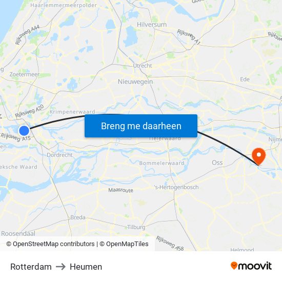 Rotterdam to Heumen map