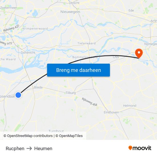 Rucphen to Heumen map