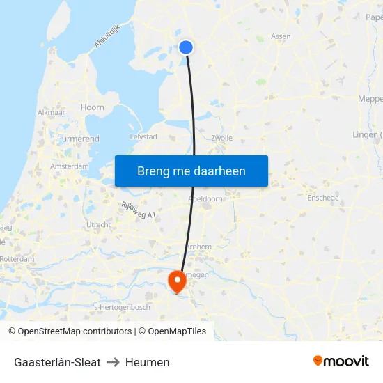 Gaasterlân-Sleat to Heumen map