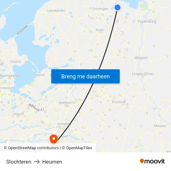Slochteren to Heumen map