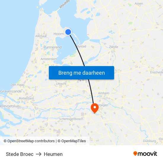 Stede Broec to Heumen map
