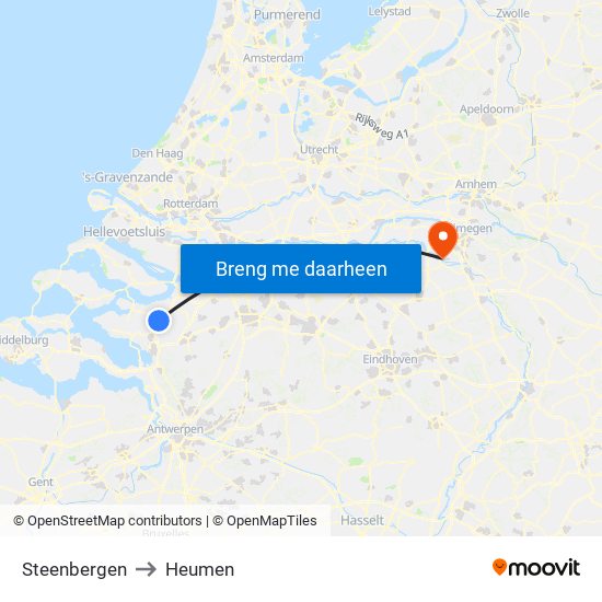 Steenbergen to Heumen map