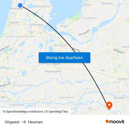 Uitgeest to Heumen map