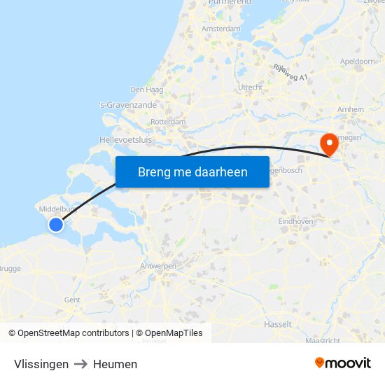 Vlissingen to Heumen map