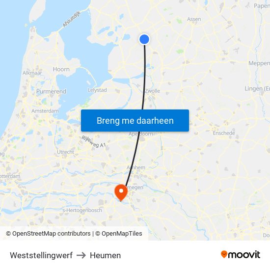 Weststellingwerf to Heumen map