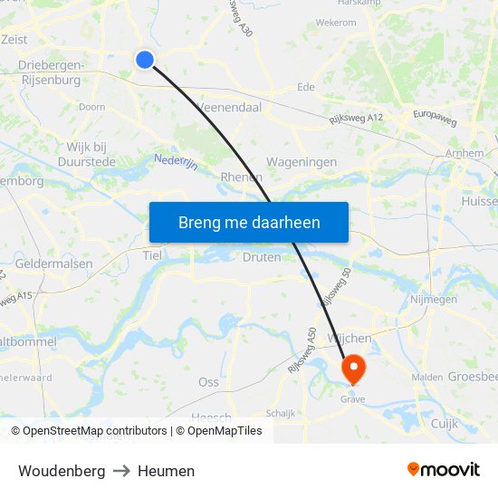 Woudenberg to Heumen map