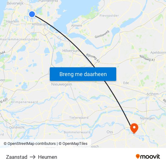 Zaanstad to Heumen map