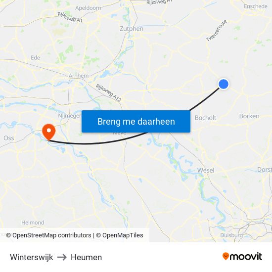 Winterswijk to Heumen map