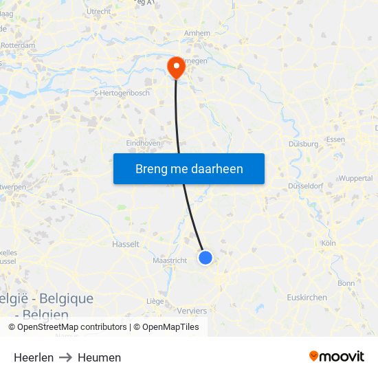 Heerlen to Heumen map