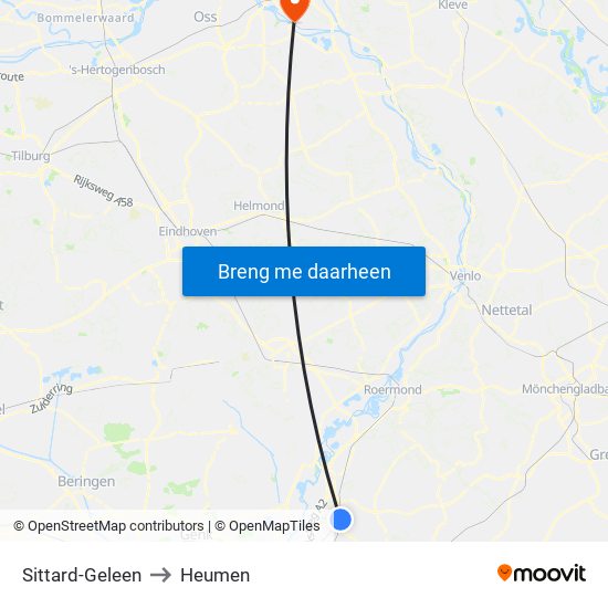 Sittard-Geleen to Heumen map