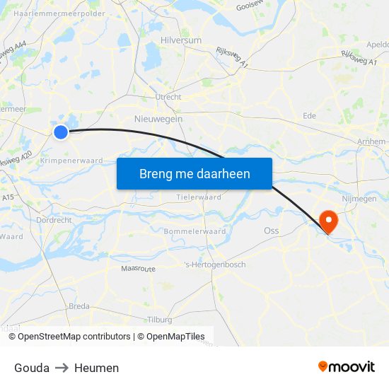 Gouda to Heumen map