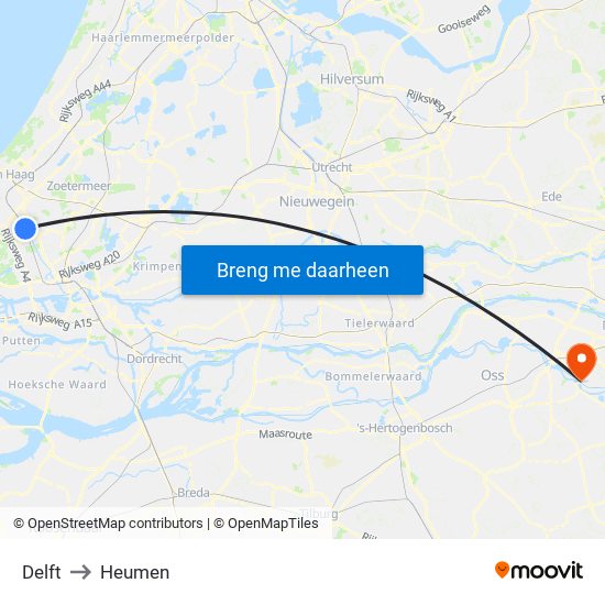 Delft to Heumen map