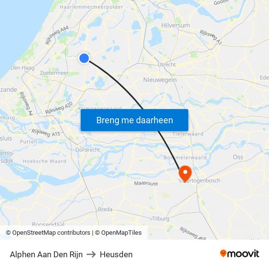 Alphen Aan Den Rijn to Heusden map