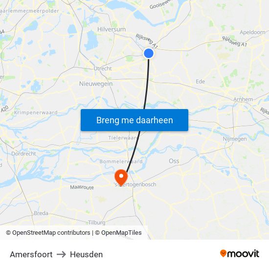 Amersfoort to Heusden map
