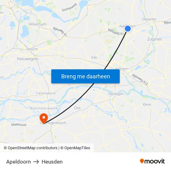 Apeldoorn to Heusden map