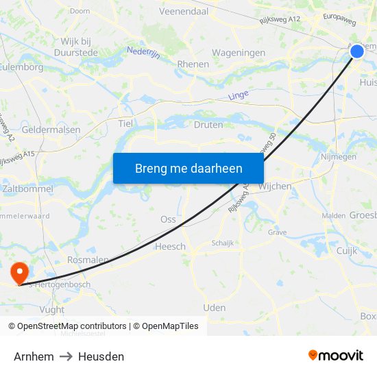 Arnhem to Heusden map