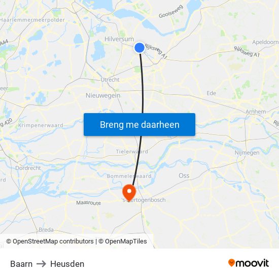 Baarn to Heusden map