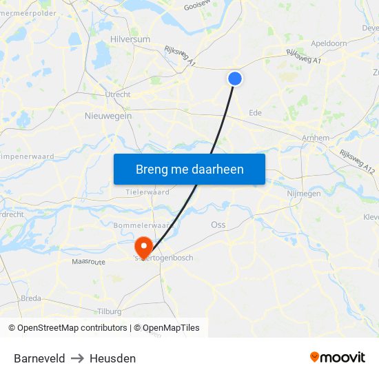 Barneveld to Heusden map