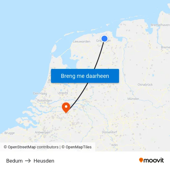 Bedum to Heusden map