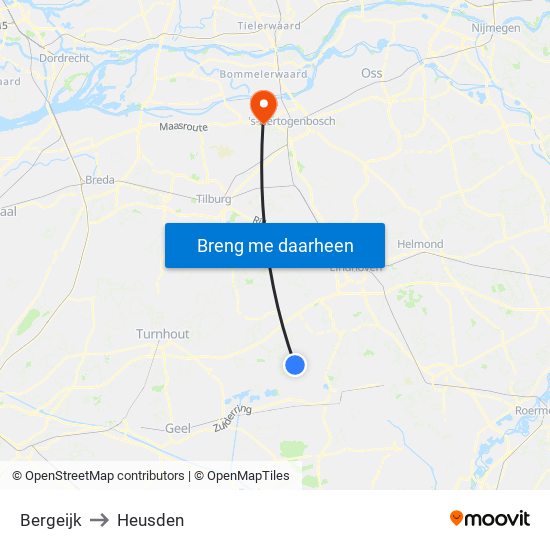 Bergeijk to Heusden map