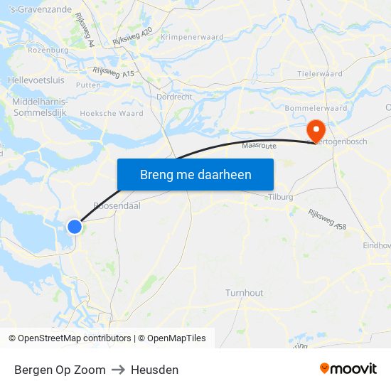 Bergen Op Zoom to Heusden map