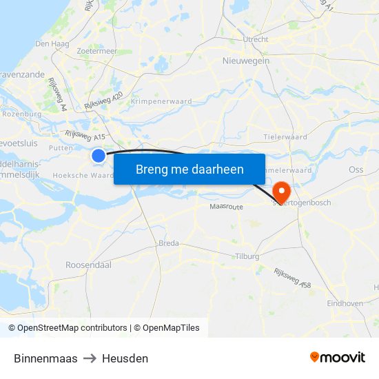 Binnenmaas to Heusden map
